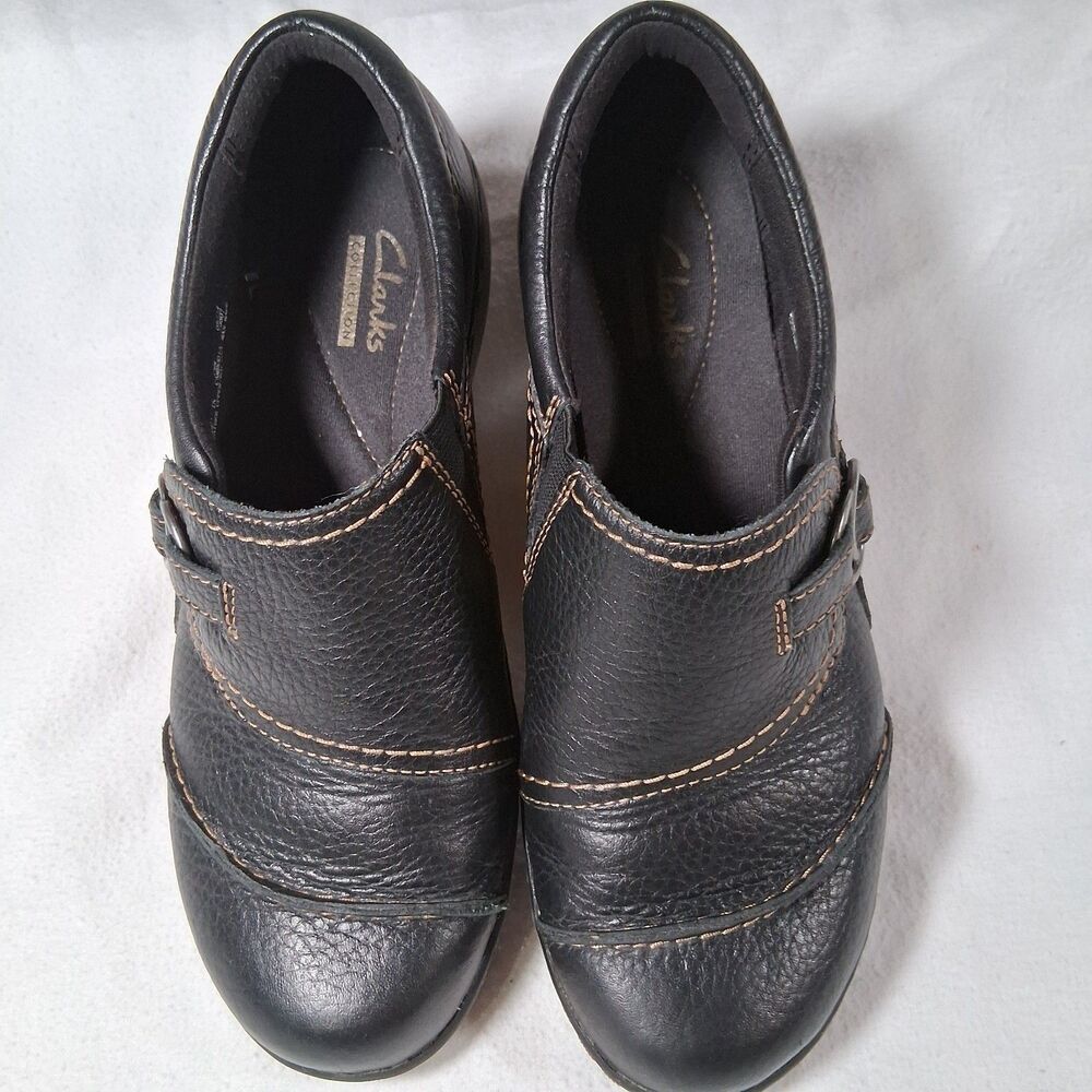 Clarks Collection Ashland Indigo Womens Shoe 7.5M Black Leather Loafer #26101710 - Picture 2 of 9